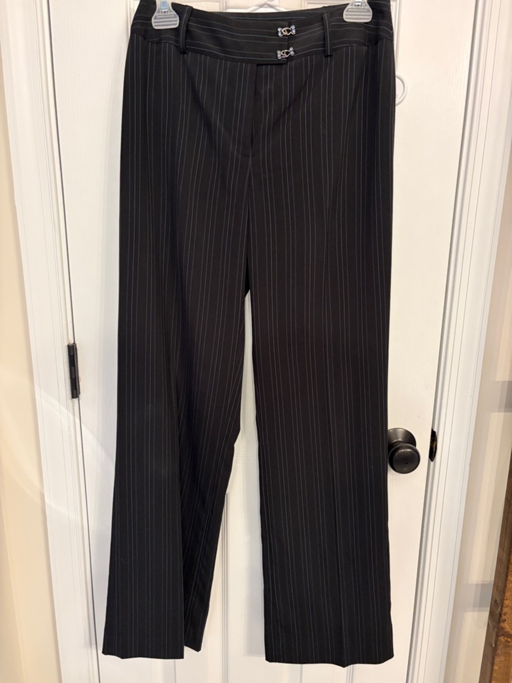 Women's Black Pinstripe Dress Pants